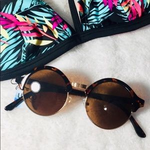 NEW Summer Ready Round Lens Brown Sunglasses